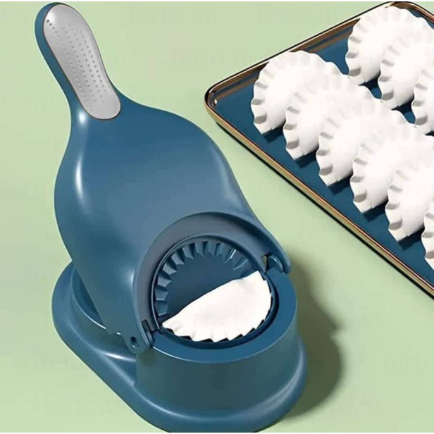 Ferio 2 in 1 Dumpling Maker Momos Maker Machine, Dumpling Skin Press Mould for Gujiya Ghughra Momos Making,Mould Machine, Kitchen Dumpling Interchangeable Fineness Full Blue And White Color  (Pack of 1 )